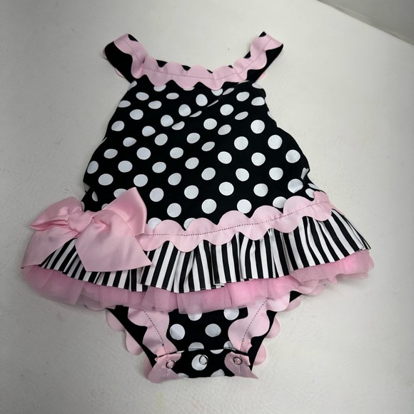 Mud Pie Black and White Polka Dot Baby Dress size 0-6 - Picture 1 of 9